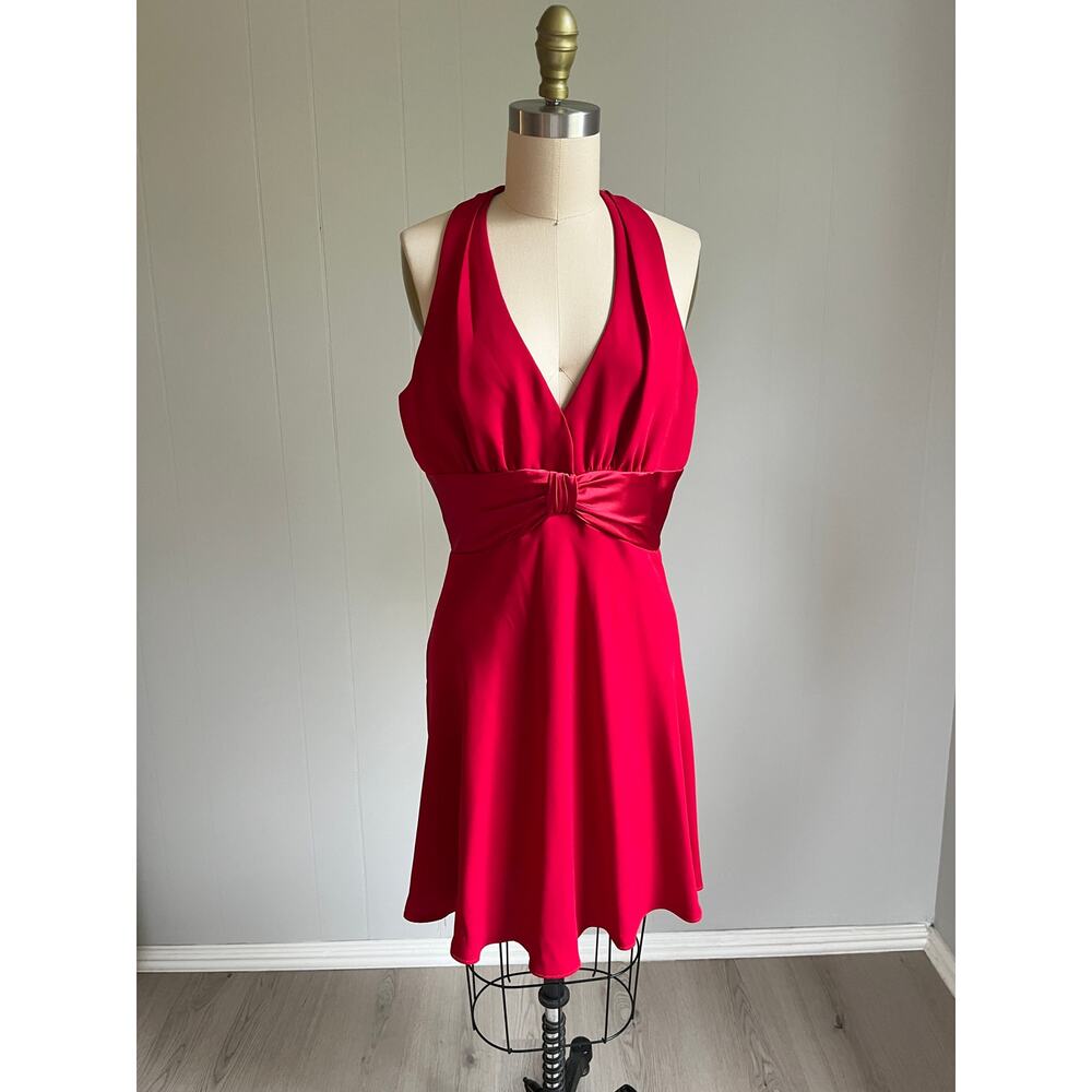Vintage Y2K Red‎ Empire Waist Cocktail Dress 8 Vamp Vixen Whimsigoth Babydoll - Picture 13 of 13